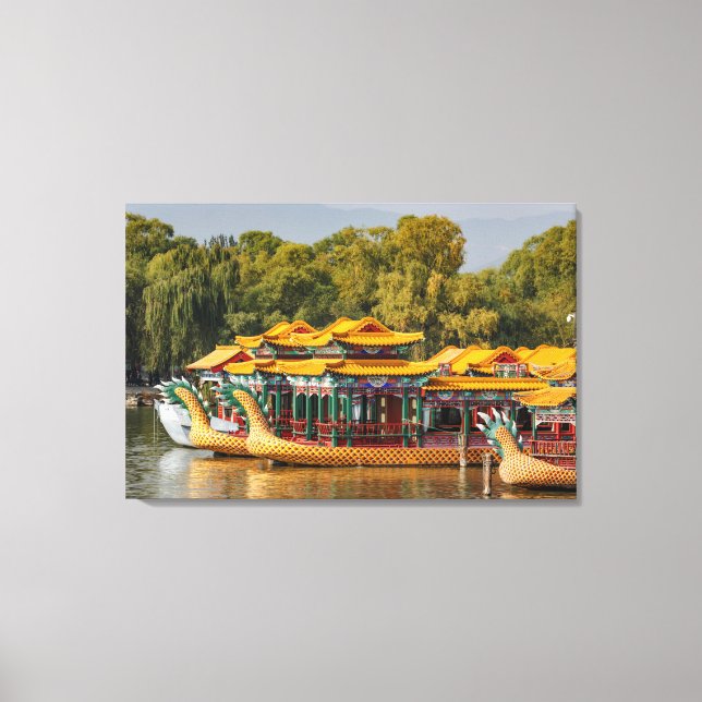 Lienzo Barcas Dragón Turísticas | Lago Kunming (Anverso)