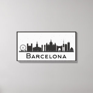 Lienzo Barcelona, España horizonte negro y blanco del  