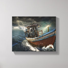 Lienzo Barco Antiguo En Tormenta
