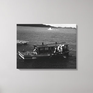 Lienzo Barco buzo de perlas vintage Japón Mie Mikimoto Is