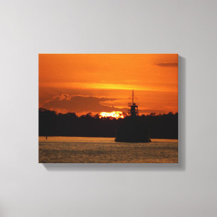 Lienzo Barco cangrejo al atardecer en la bahía 11x14