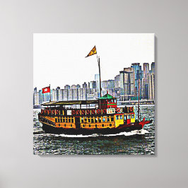 Lienzo Barco chino Victoria Harbour Hong Kong