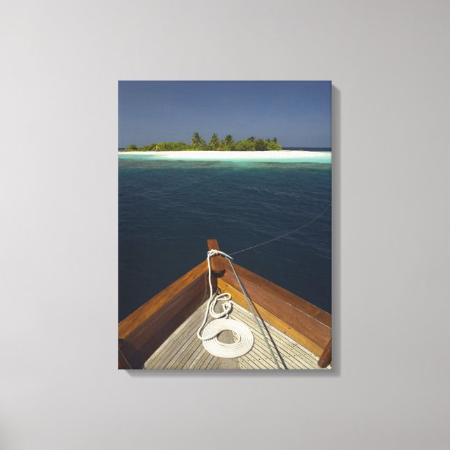 Lienzo Barco con ancla que se acerca a la isla (Anverso)