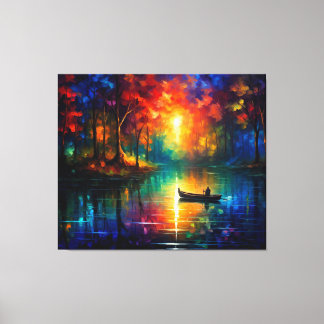 Lienzo Barco de pesca en el agua