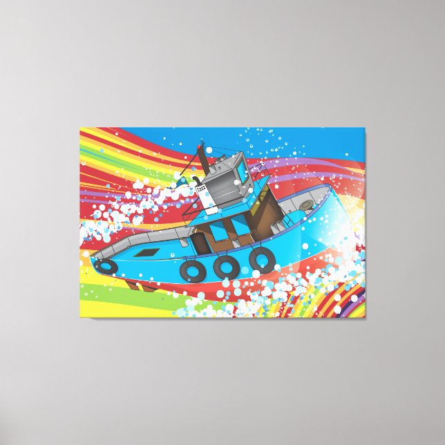 Lienzo Barco de pesca en tormenta (Anverso)