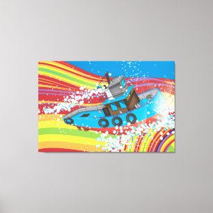 Lienzo Barco de pesca en tormenta