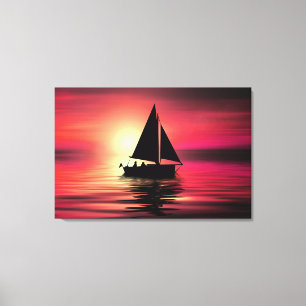 Lienzo Barco de vela al atardecer en el mar Diseño de art