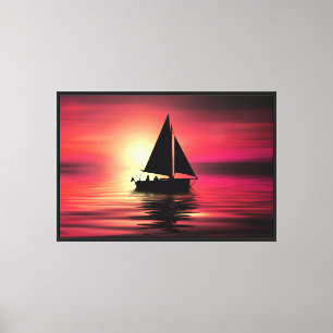 Lienzo Barco de vela al atardecer en el mar Diseño de art