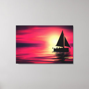 Lienzo Barco de vela al atardecer en el mar Diseño de art
