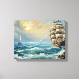 Lienzo Barco de Vela Antiguo en el Océano