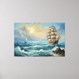 Lienzo Barco de Vela Antiguo en el Océano