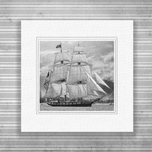 Lienzo Barco de vela blanco y negro goleta 