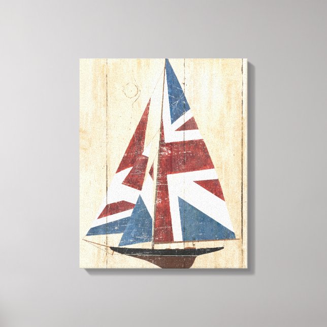 Lienzo Barco de vela con bandera británica (Anverso)