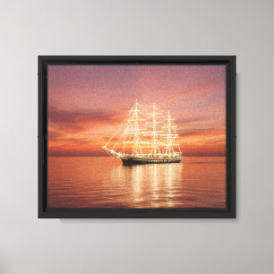 Lienzo Barco de vela con luces Navidades -