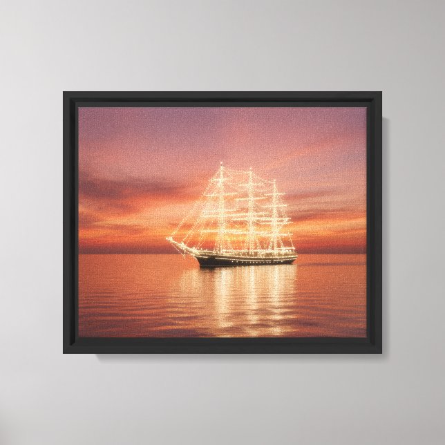 Lienzo Barco de vela con luces Navidades - (Anverso)