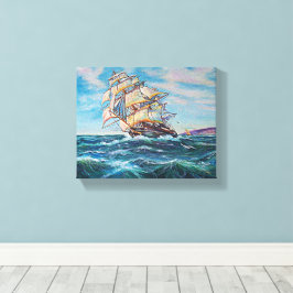 Lienzo Barco de vela en aguas tosas pintura Bella Artes 1