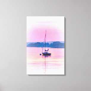 Lienzo Barco de vela flotando a la luz de la madrugada.