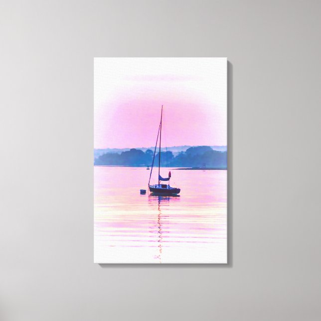 Lienzo Barco de vela flotando a la luz de la madrugada. (Anverso)