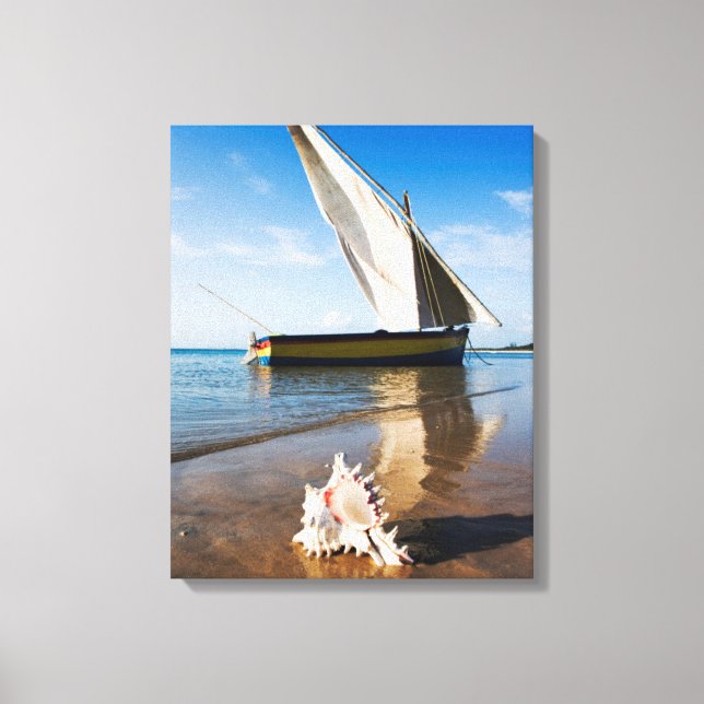 Lienzo Barco De Vela Y Caza | Mozambique, Benguerra Lodge (Anverso)