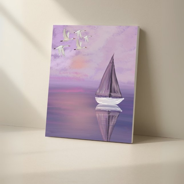 Lienzo Barco de vela y cisnes al atardecer - Muro de lien (Subido por el creador)