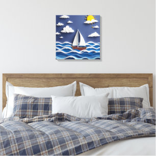 Lienzo Barco de vela y Sol Quilling de papel