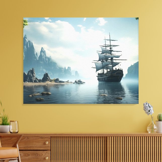Lienzo barco en el mar (Insitu (Sala de estar))