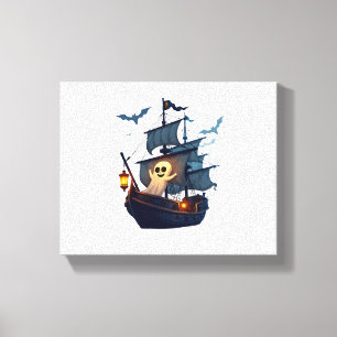 Lienzo Barco fantasma pirata - Tee de Halloween aterrador
