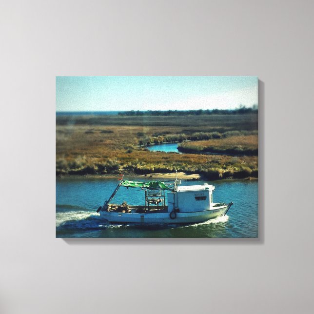 Lienzo Barco pesquero en el bayou (Anverso)
