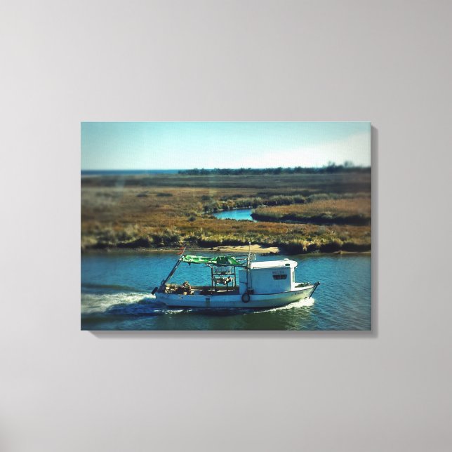 Lienzo Barco pesquero en el bayou (Anverso)