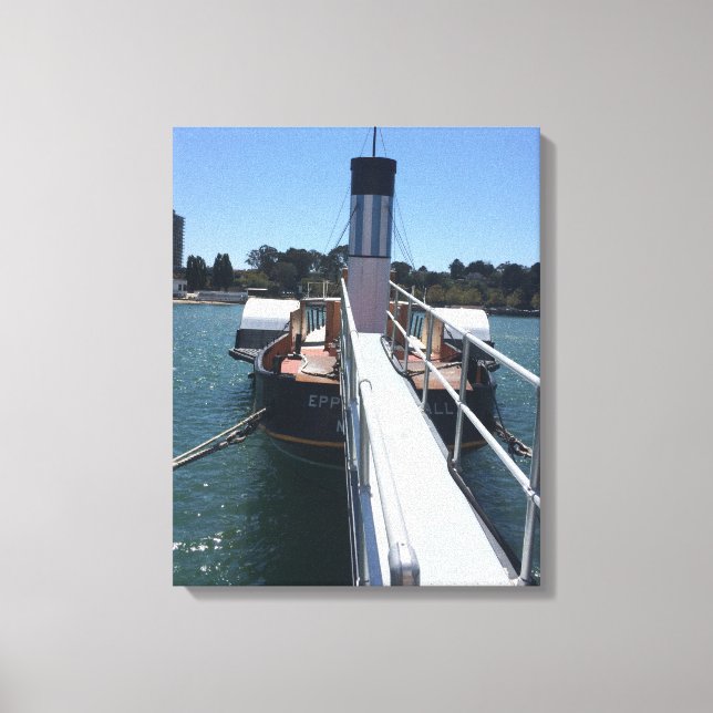 Lienzo Barco pesquero en el puerto (Anverso)