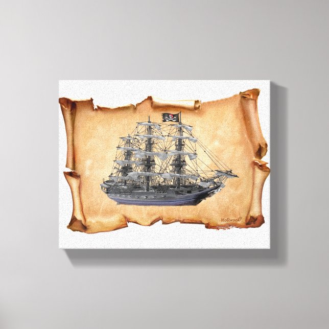 Lienzo Barco pirata desplegado (Anverso)