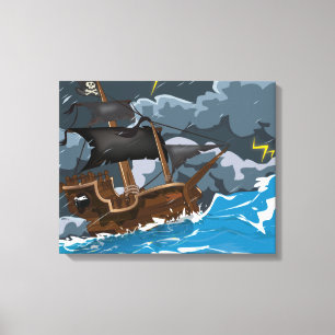 Lienzo Barco pirata en tormenta