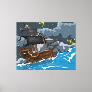 Lienzo Barco pirata en tormenta