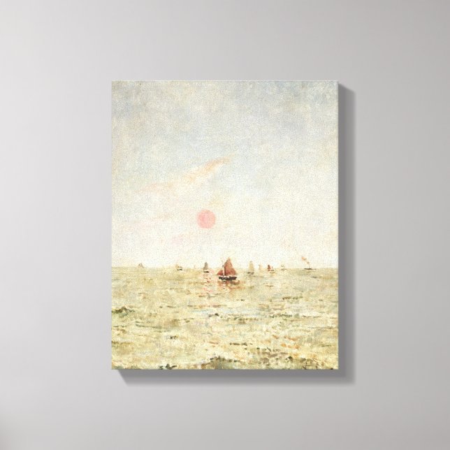 Lienzo Barcos al amanecer (aceite en el panel) (Anverso)