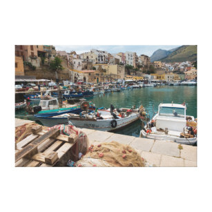 Lienzo Barcos de pesca en el puerto de Castellammare del