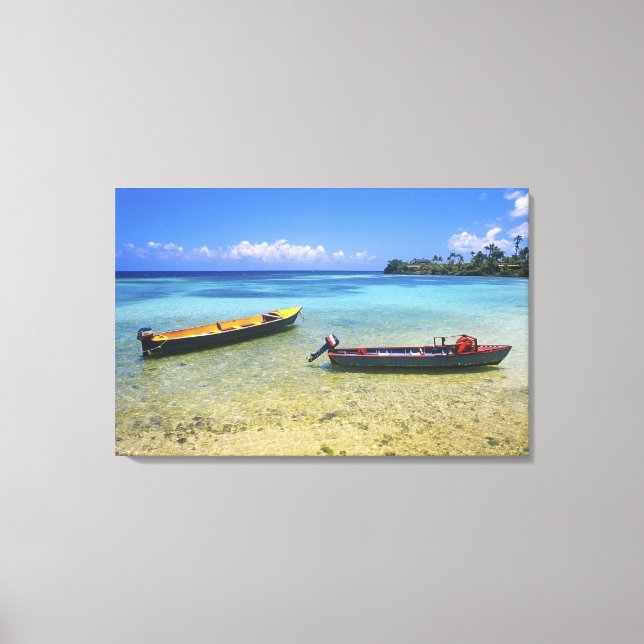 Lienzo Barcos de Pesca, Playa Boston, Port Antonio, (Anverso)