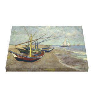 Lienzo Barcos de pesca Van Gogh en la playa de Les Saint