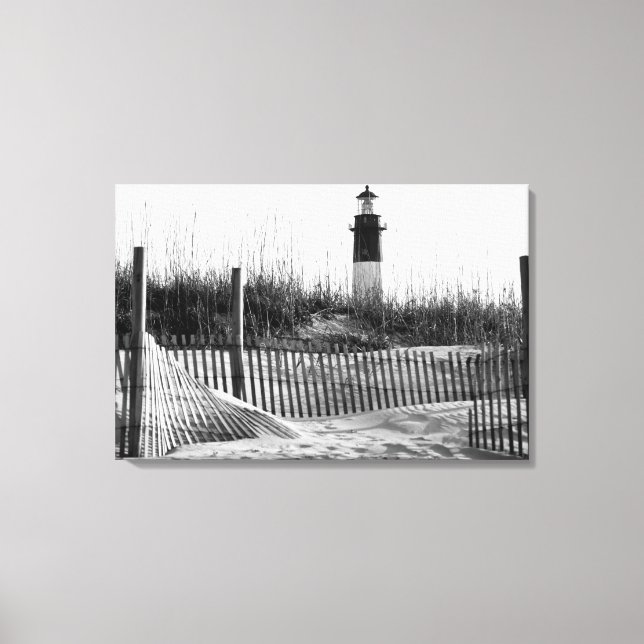 Lienzo Barcos De Playa Y Faro (Anverso)