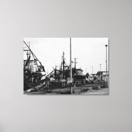 Lienzo Barcos De Puerto Monocromo Blanco Y Negro