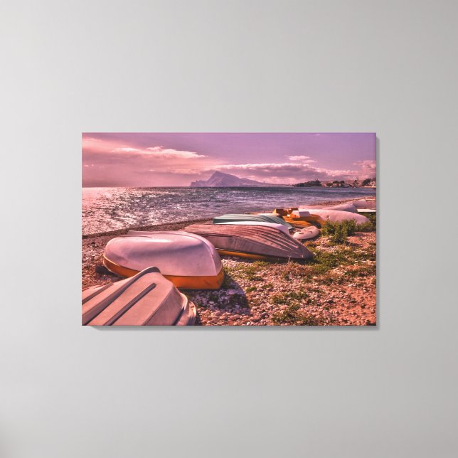 Lienzo Barcos de remo abandonados | Playa L'Olla, Altea (Anverso)