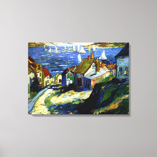 Lienzo Barcos de vela cerca del puerto, bellas pinturas d (Anverso)