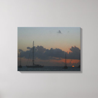 Lienzo Barcos de vela en el atardecer marino tropical
