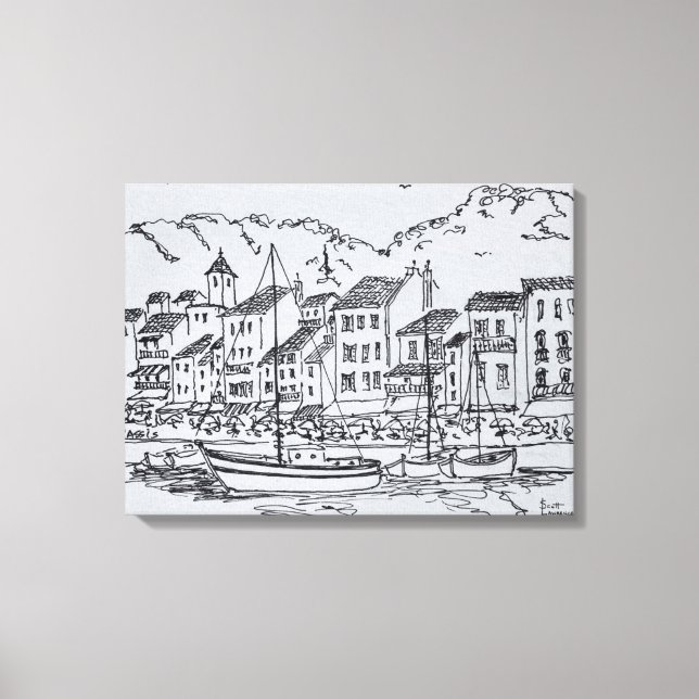 Lienzo Barcos de vela en el puerto | Cassis, Francia (Anverso)