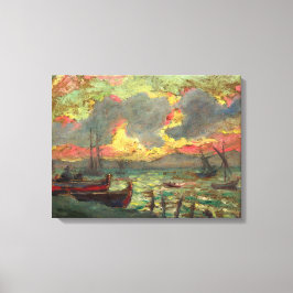 Lienzo Barcos de vela en la costa (por Kimon Loghi)