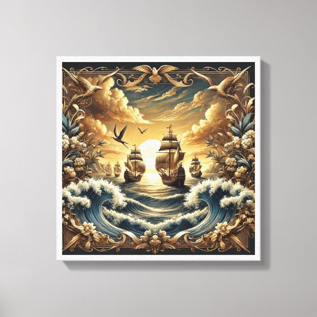 Lienzo barcos de vela lujosos (Anverso)