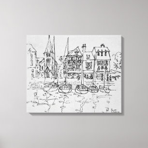 Lienzo Barcos en el puerto de Honfleur   Normandía, Franc