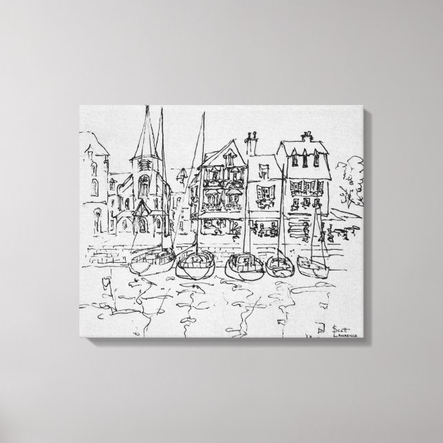 Lienzo Barcos en el puerto de Honfleur | Normandía, Franc (Anverso)