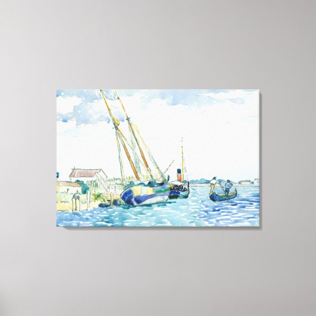 Lienzo Barcos marinos cerca de Venecia (Anverso)