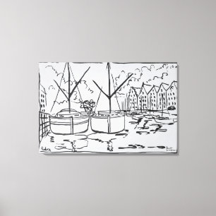 Lienzo Barcos marinos  Río La Vilaine, Redon, Bretaña