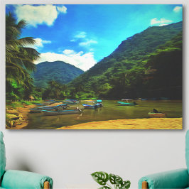 Lienzo Barcos pesqueros del río Mismaloya 0344 Art